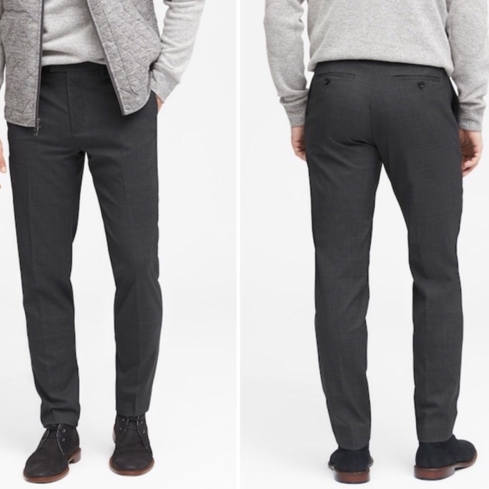 Banana Republic Standard Fit Trousers Grey 120s Italian Wool Dress Pant 36x34